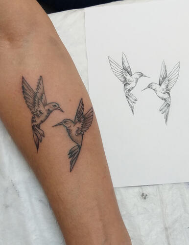 Татуировка Двойка Колибри | Eliz Tattoo Studio