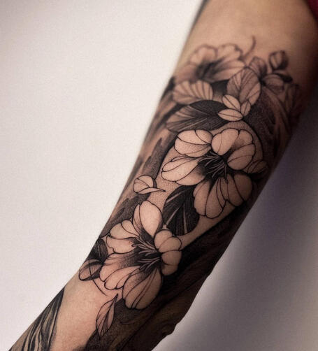 Ръкав с цветя | Eliz Tattoo Studio