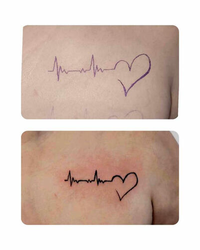 Татуировка Кардиограма със сърце | Eliz Tattoo Studio