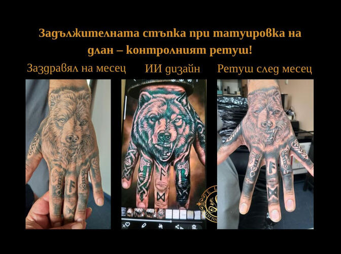 Скандинавски мотиви - мечка и вълк Татуровка скандинавски мотиви| Eliz Tattoo Studio